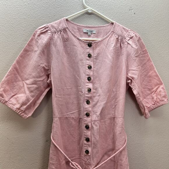 NWT Madewell Linen-Blend Puff Sleeve Wide-Leg Jumpsuit SZ S Minimalist Coveralls - Picture 3 of 12